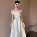 The Bride Went Out Light Wedding Dress Simple Light White Dens Down Dress Small Man Certificate Registration Small Dress HZ0517