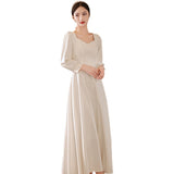 White Dress Engagement Host Birthday Certificate Small White Dress Dinner Party Can Usually Wear Long-Sleeved Evening Dress Women HZ0517