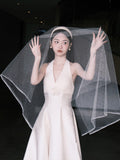 French Birthday Dress Spring New Temperament Sister Little Fragrant Wind Official Occasion White Hanging Neck Light Wedding Dress HZ0517