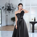 Black Evening Dress 2026 New Year's Year Of The Year Of The Year Of The Side Of The Bow Banquet Dress HZ0517