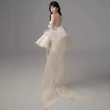 Morning Dress Female Bride With Breasts High-Grade Feeling Small Small Wedding Dress Wedding Dress White Birthday Wedding Dress HZ0517