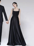 Korean-Style Stirling Simple Evening Dress Hepburn Style Banquet Temperament Studio Theme Couple Take Pictures Of Light Wedding Dress HZ0517