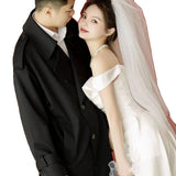 One-Word Shoulder French Light Wedding Dress Shading High-Level Feeling Fishtail Go Out Yarn Certificate Registration Small White Dress Engagement Dress Woman HZ0517