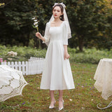 Certificate Registration French Light Wedding Dress 2026 New White Dress Bridesmaids Long-Sleeved Engagement Dress Woman HZ0517