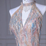 Hang Neck Evening Dress High-End Light Luxury Niche 2026 New Squin Senior Feeling Host Annual Dress Dress Woman HZ0517