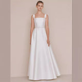 Korean Light Wedding Dress Shoots The Ribbon Sling Square Tie Simple High-End Host Banquet Temperament Evening Dress HZ0517
