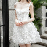 White Evening Dress 2026 Spring New Banquet Temperament Birthday Sling Short Travel Photo Wedding Dress HZ0517