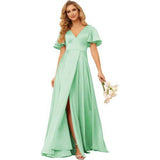 Sexy Dingy Evening Dress Deep V-Neck Side Open-Fork Ball Dress High-Waist Temperament Party Dress HZ0517