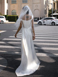 French Light Wedding Dress Small Simple Dens, A Word On The Back Of The Door To Register The White Short Engagement Dress HZ0517