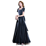 Velvet Evening Dress 2026 New Long-Term Feel Host Girl's Art Exam Banquet Temperament Short-Sleeved Dress HZ0517