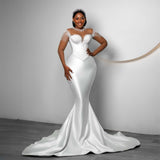 African Large-Size Wedding Dress New Fishtail Repair Bras Main Wedding Dress Mermaid Wedding Dress Woman HZ0517