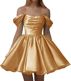 New Word Shoulder Ball Evening Dress 2026 Summer Short Foldless Shoulder-Free Party Adult Dress HZ0517