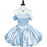 Evening Dress New Shoulder Solid Color Sweet Temperament Fluffy Skirt Dinner Birthday Party Adult Dating HZ0517