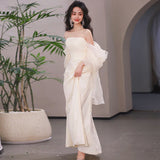 Bride Simple Long French Fascling Yarn Chao Xiansen Morning Dress Welcome Wedding Dress HZ0517