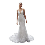 New Bridal Dress White Sexy Bare Sling Light Wedding Dress Small Tail Wedding Dress Female HZ0517