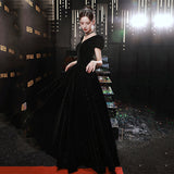 2026 New Black Evening Dress Annual Velvet Long Elegant Temperament Art Exam Princess Dress Dress Dress Dress HZ0517