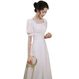 White Evening Dress Can Usually Wear A Date Registration French Dress Dress Card Light Engagement Small Dress HZ0517