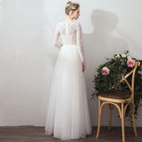 French Light Wedding Dress 2026 New Bridal Family Retro Long-Sleeved Wedding Dress Simple Thin Out Yarn Super Fairy HZ0517