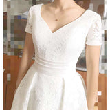 Large-Size Wedding Dress 2026 New Fat MM Bride Simple Thin Lace Long V-Neck Out Yarn Shot Light Wedding Dress HZ0517