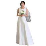 Certificate Registration Sleeveless Light Wedding Dress Bridal Registration Small White Dress French Simple Temperament Edible Engagement Dress HZ0517