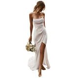 French Sling Light Wedding Dress 2026 New Bare Back Dress Bridal Textured Yarn Small Tail Light Wedding Dress HZ0517