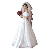 French-Style Linden Light Wedding Dress 2026 New Word Shoulder Simple Thin Princess Go Out To The Yarn Series Net Red Model HZ0517