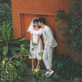 French Light Wedding Dress Dress Dress Certificate Registration Small White Dress Simple Engagement Brigade Thin Daily Dress HZ0517