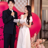 White Evening Dress Birthday Dress High-Level Card Engagement Dress Female Host Go Out Light Wedding Dress HZ0517
