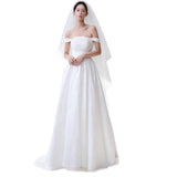 Korean One-Word Shoulder-Light Wedding Dress 2025 New Bride Simple Yarn Super Fairy Temperament Banquet Evening Dress HZ0517