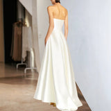 New White Engagement Light Wedding Dress Elegant Long Certificate Small White Dress Dress HZ0517