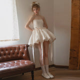 Birthday Party Dress Dress Adult Lily Ponpong Dress Small Man Engagement Certificate Registration Dress Dress Short Light Wedding Dress HZ0517