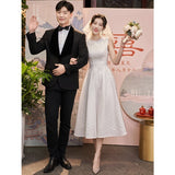Certificate Registration Wedding Dress Small Luxury Princess Graduation Host Banquet Engagement Dress Daily Dress HZ0517