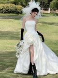 Exhibition New Studio Theme Clothing Couple Photo Photo Dress Exterior Travel Simple Street Pattted Breast Wedding Dress HZ0517