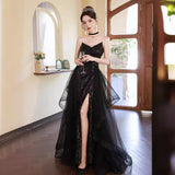 Black Banquet Evening Dresses Liette Performance Dress Suspension Sexy High Fork Party Little Dress HZ0517