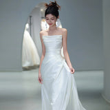 French Simple Tset-Smeared And Light Wedding Dress Bridal Fauct Bridal Fauct Lintern HZ0517
