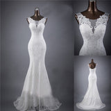 2026 Spring New White Lace Fishtail Bride Wedding Dress With Thin Shoulders Tail Wedding Dress HZ0517