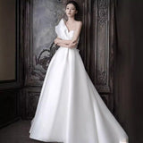 Korean-Style Dens Down Simple Light Wedding Dress 2026 New Small Brides Go Out To Greet The Wedding Dress HZ0517