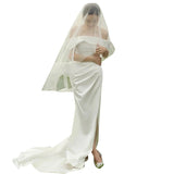 French-Style Seduced Light Wedding Dress Bride Shoots Simple Temperament Fishtail Go Out Yarn Shoulder Super Fairy Welcome Dress Dress HZ0517