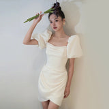 French Light Wedding Dress Small Simple Temperament Out Of The Yarn Short Certificate Registration Of The Fasing Small White Dress Engagement Dress HZ0517