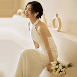 Scenic Fishtail Light Wedding Dress 2026 New Bridal French Simple Super Fairy Hanging Back Line White Evening Dress HZ0517