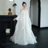 French Bra Light Wedding Dress Sweet New Bride High-End Light Luxury Wedding Morning Robe Go Out Yarn Welcome Tail Dress HZ0517