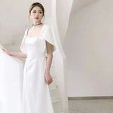 French-Style Densted-Faced Light Wedding Dress Small Hepburne Go Out Light Yarn Engagement Registration Studio Dress HZ0517