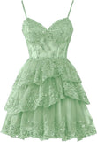 Fine Shoulder Strap Tulle Sling Evening Dress Party Ball Dress Short Lace Lace Dress High Sense HZ0517