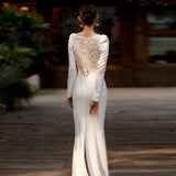 White Bride Light Wedding Dress Summer Long Sleeves Of Fasting Simple Temperament Famous Banquet Host Mori Evening Dress Dress Dress HZ0517