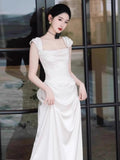 French-Style Seduced Light Wedding Dress Bride's High-End Engagement Dress Banquet Temperament Certificate Small White Dress Simple Go Out Yarn HZ0517