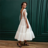 Short Small Dress White Wedding Dress Complex Lattice Short Wedding Dress HZ0517