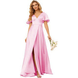 Sexy Dingy Evening Dress Deep V-Neck Side Open-Fork Ball Dress High-Waist Temperament Party Dress HZ0517