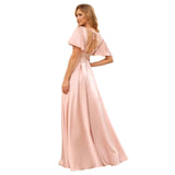 Sexy Dingy Evening Dress Deep V-Neck Side Open-Fork Ball Dress High-Waist Temperament Party Dress HZ0517