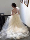 Light Wedding Dress New Sweet Engagement Dress Dress To Take Pictures Small French High-Grade Sling Dress Niche Morning Dress HZ0517