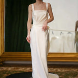 Fishtail Light Wedding Dress 2026 New Bridal Simple French Retro Fasting White Welcome Dress Travel Yarn HZ0517